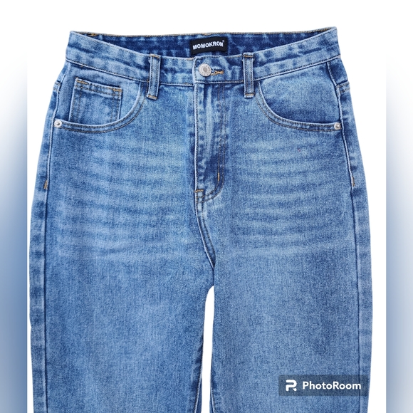 Momokrom Split Hem Straight Leg Jeans - Picture 2 of 5